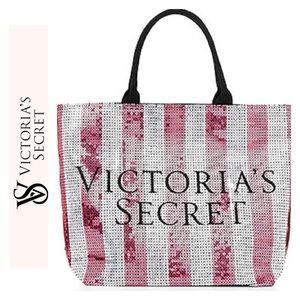 🆕 Victoria’s Secret Pink Silver Sequin Tote Bag